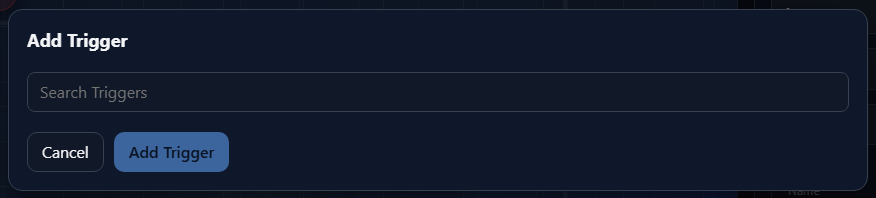 Add Trigger dialog before a trigger is selected