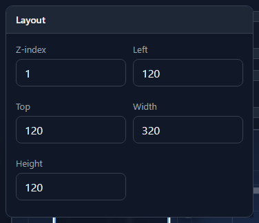 Box inspector Layout section