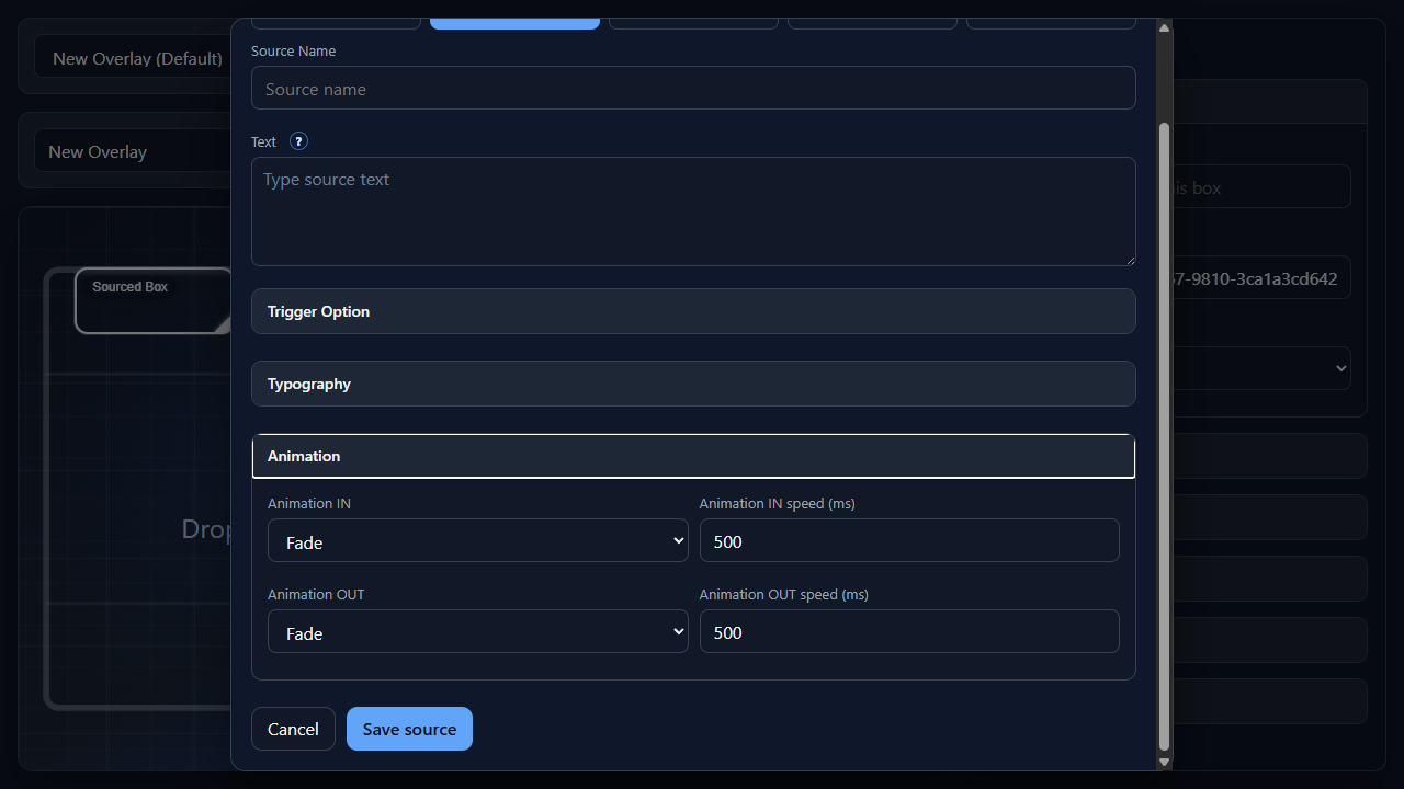 Add Source dialog showing Animation settings